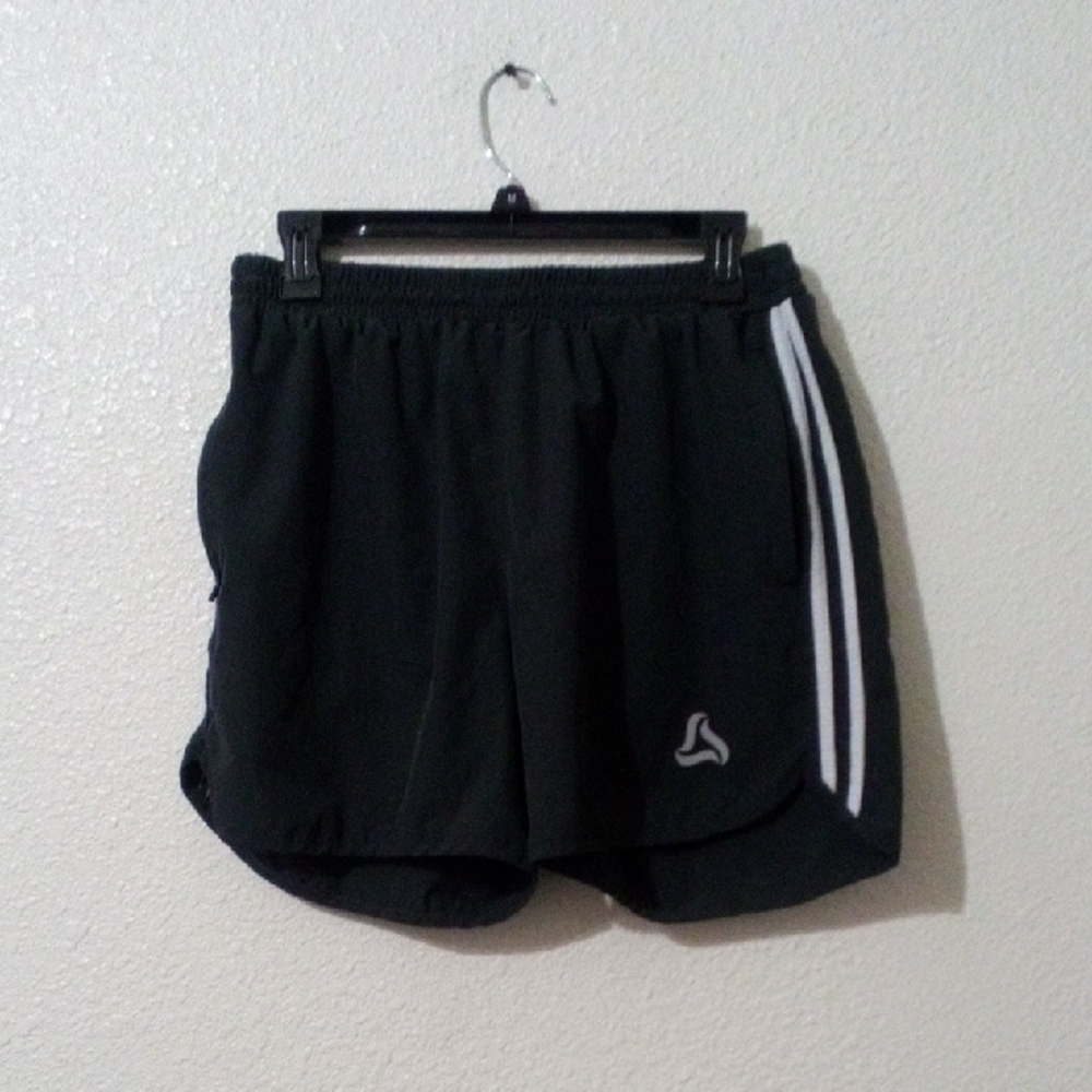 Silkworld Black Running Shorts with White Side Stripes and Mesh Liner Size M